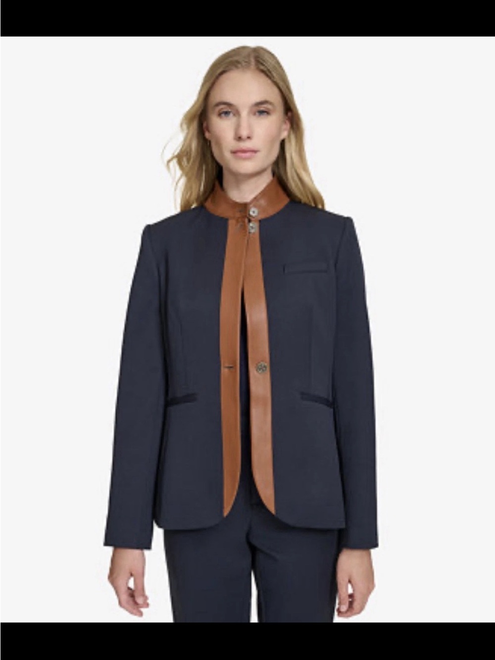 Tommy Hilfiger Women's Long Sleeve Riding Jacket With Faux Leather Trim Sz 14